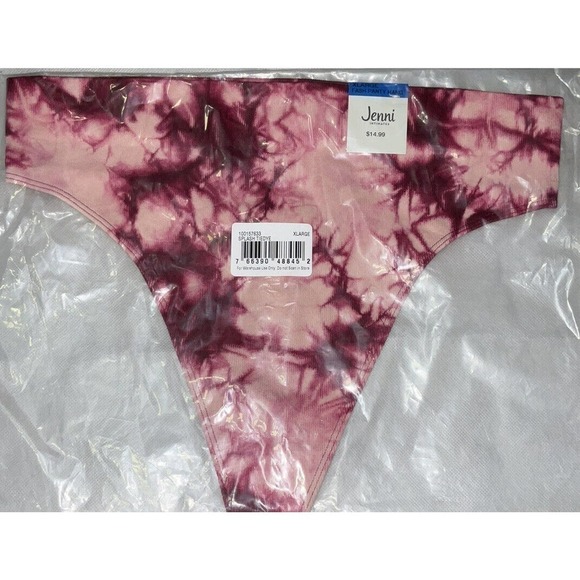 Jenni Women’s Seamless Ribbed Hi-Cut Thong Pink Tie dye Size XL NWT - Picture 7 of 7